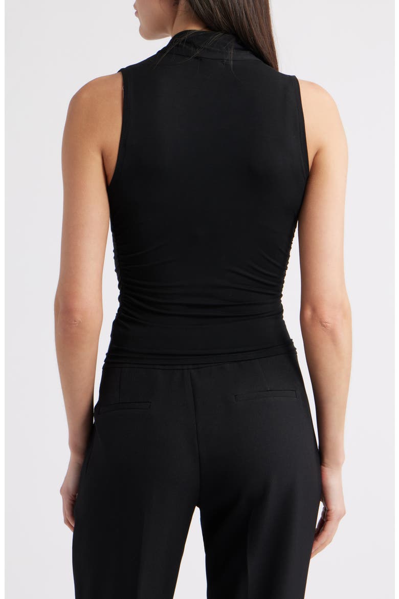 Rani Ruched Tie Neck Sleeveless Top, Alternate, color, BLACK