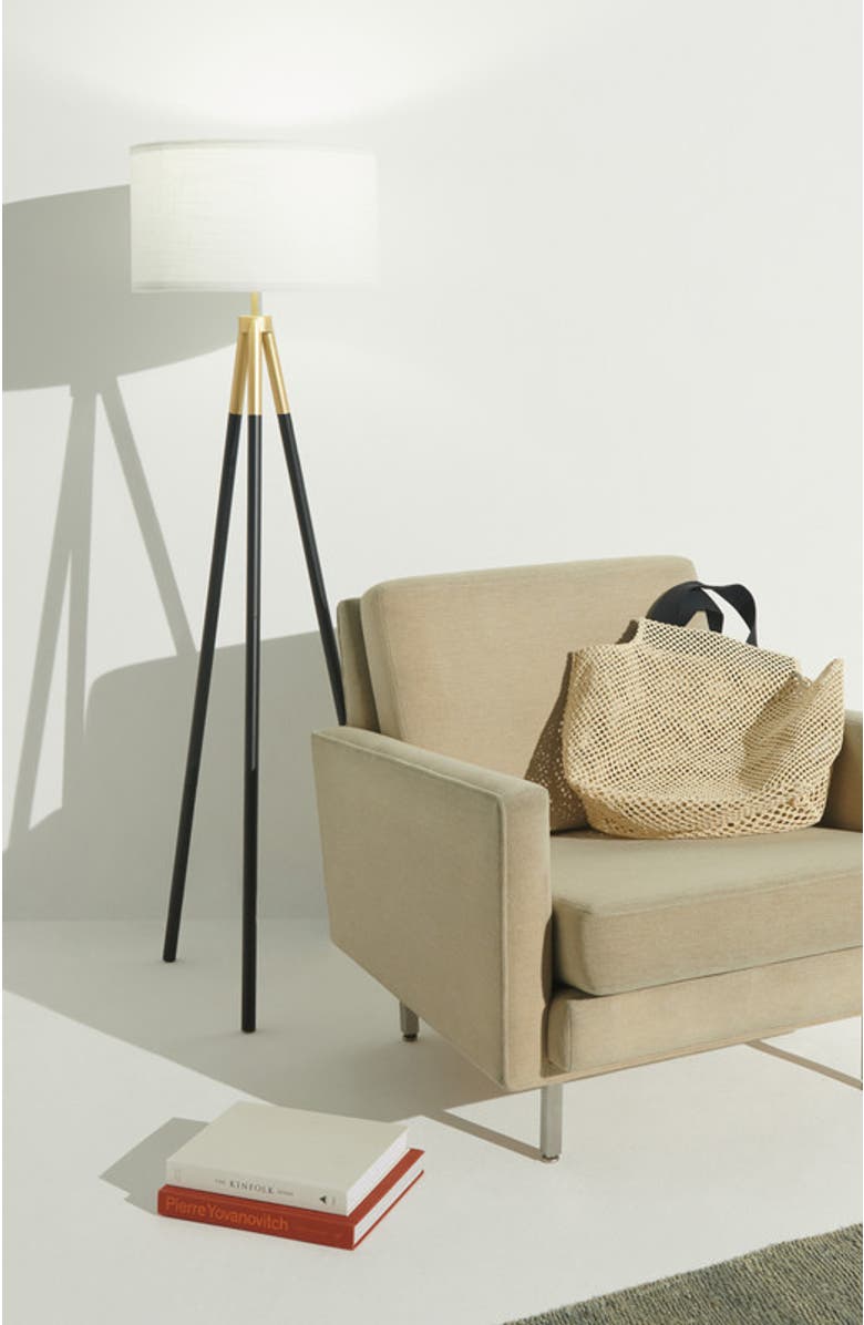 Brightech Levi 61" Modern LED Floor Lamp with Gold Accent, Bulb Included, Alternate, color, Classic Black