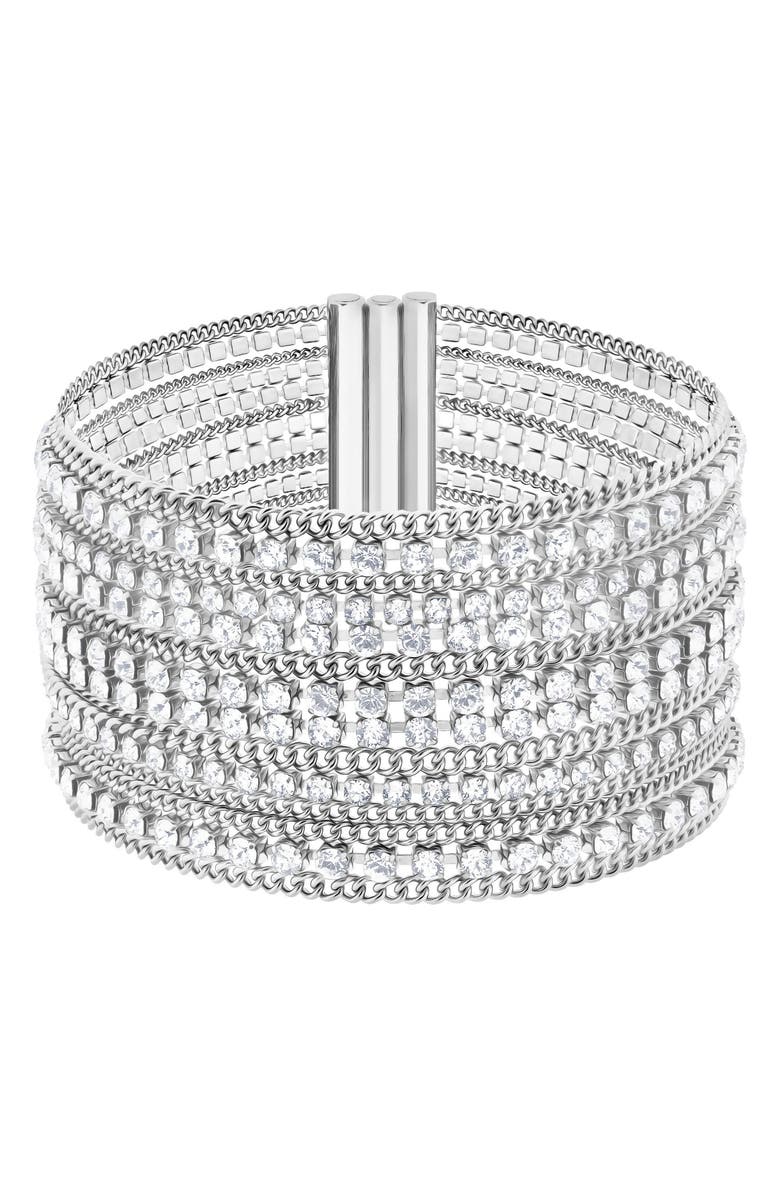 Swarovski Crystal & Chain Cuff Bracelet, Main, color,