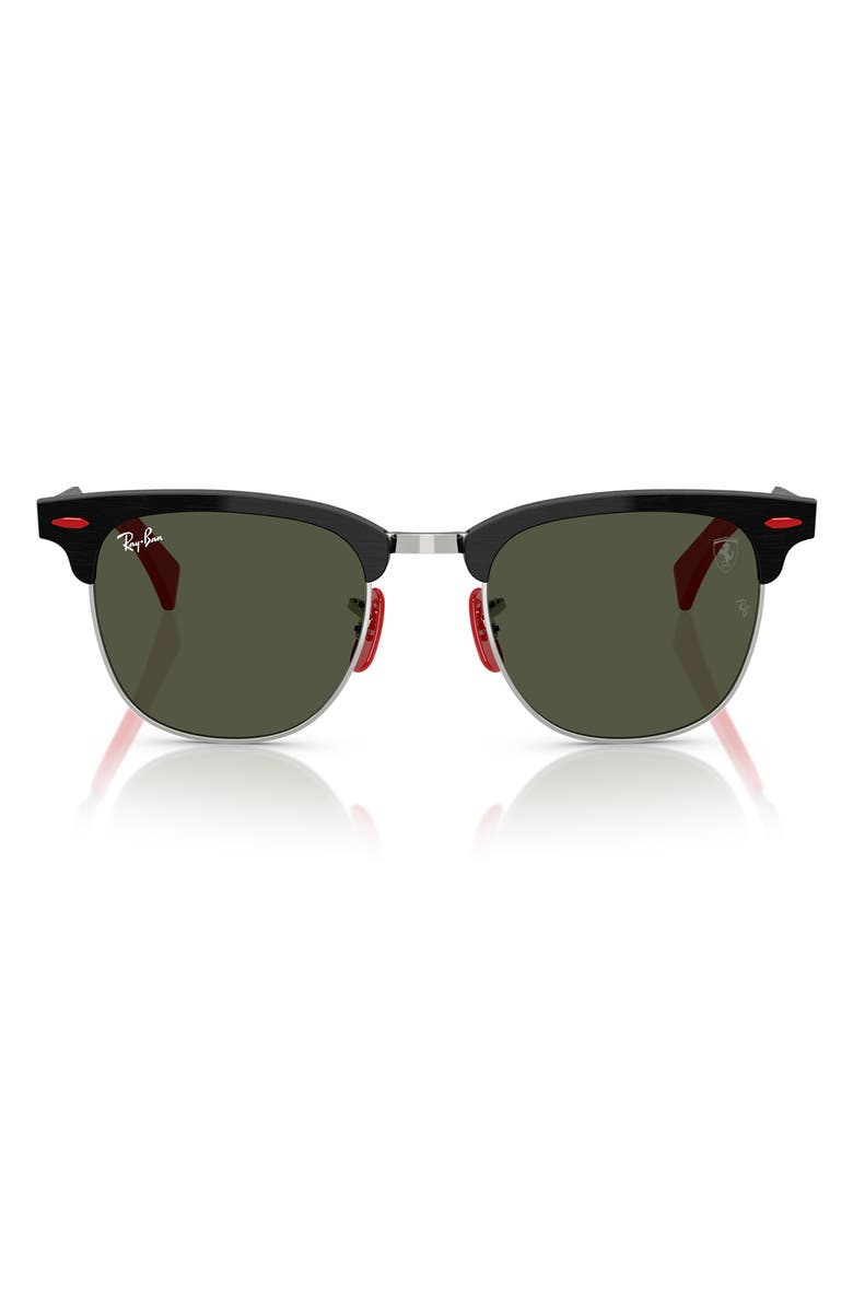 Ray-Ban x Scuderia Ferrari Clubmaster 51mm Square Sunglasses, Main, color, Green