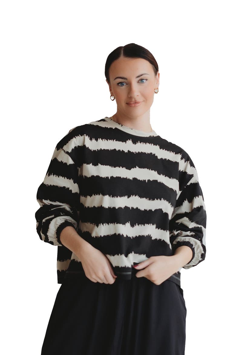 Organic Cotton Ivy Sweatshirt, Alternate, color, Black Wave