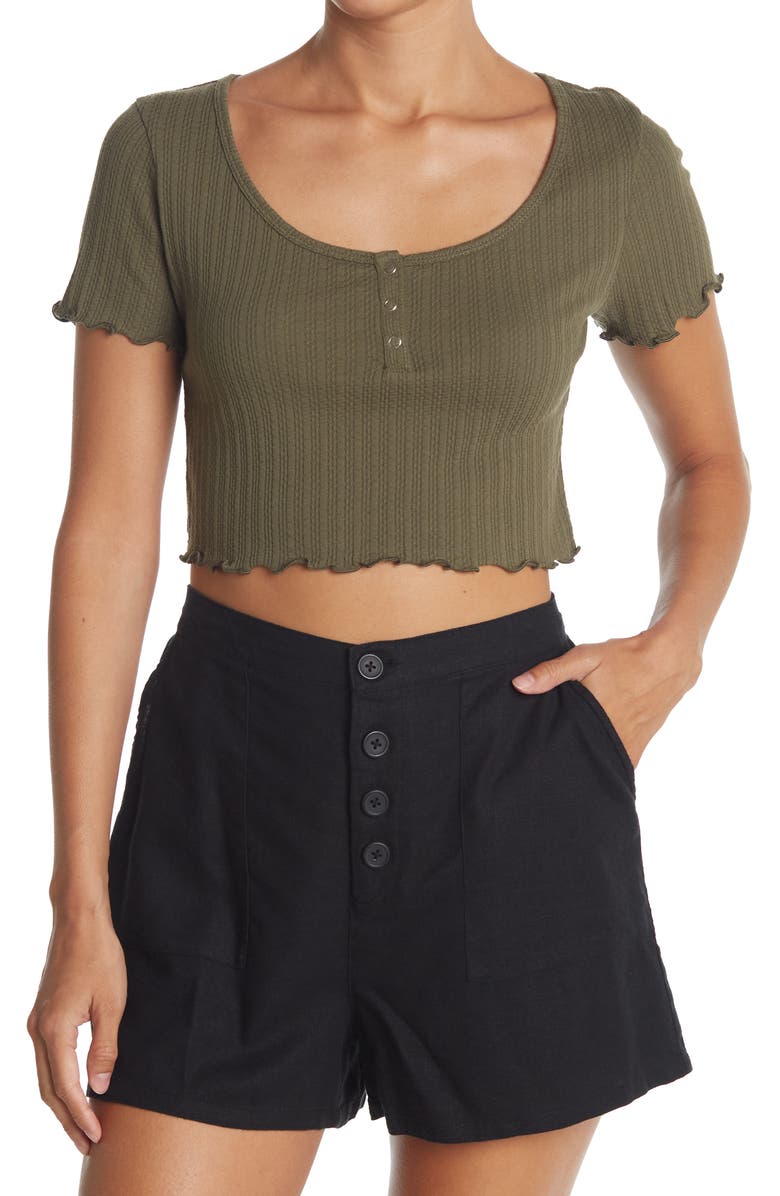 BP. Pointelle Rib Crop Henley, Main, color,