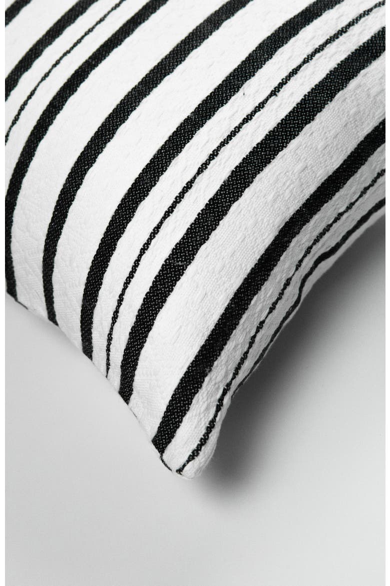 Ana Brocade Striped Handwoven Cotton Square Throw Pillow, Alternate, color, Black & White