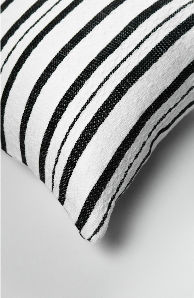 Archive New York Ana Brocade Striped Handwoven Cotton Square Throw Pillow, Alternate, color, Black & White