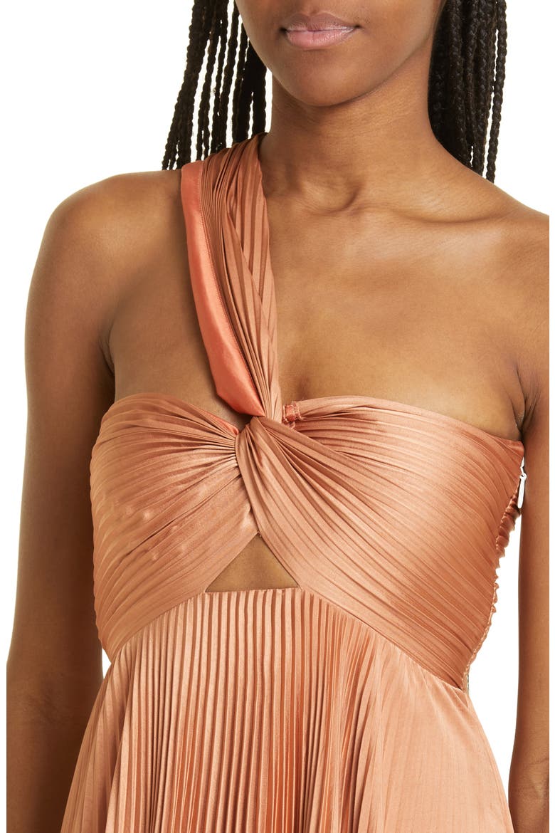 Nessa Asymmetric Pleat Gown, Alternate, color, TORTA