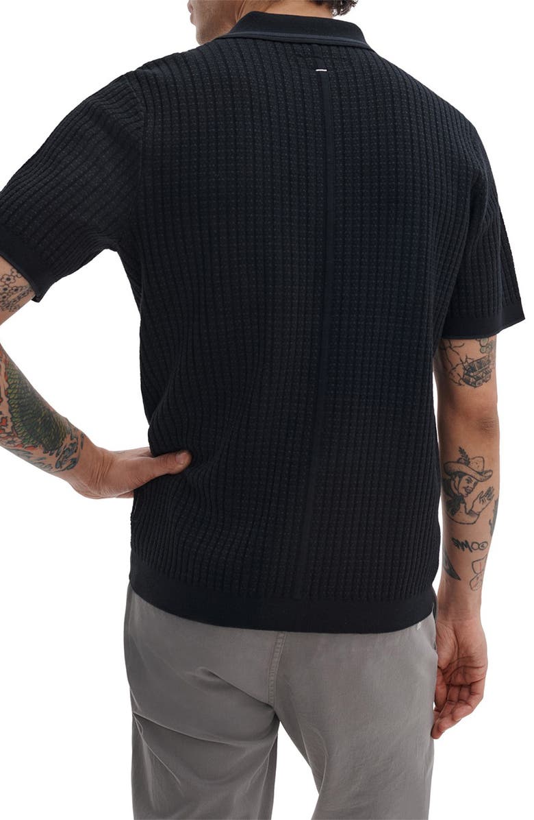 rag & bone Harvey Rib Polo Sweater, Alternate, color, Black