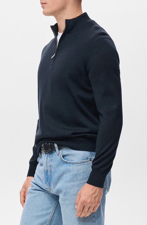 Mango Perkins Wool Quarter Zip Sweater In Blue