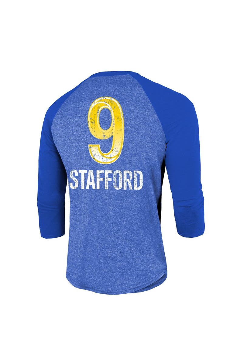 Majestic Threads Men's Majestic Threads Matthew Stafford Royal Los Angeles Rams Super Bowl LVI Name & Number Raglan 3/4 Sleeve T-Shirt, Alternate, color,