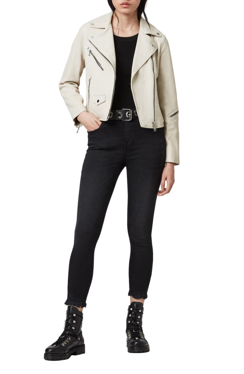 AllSaints Riley Leather Moto Jacket, Alternate, color, 