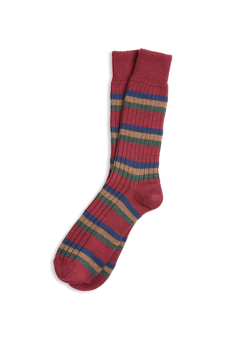 Cotton Stripe Sock, Main, color, DARK RUST