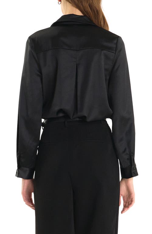 Endless Rose Satin Wrap Shirt In Black