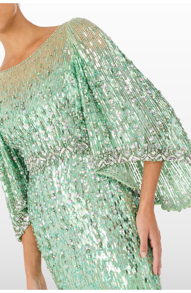 Jenny Packham Ines Sequin-Embellished Dress, Alternate, color, Eucalyptus