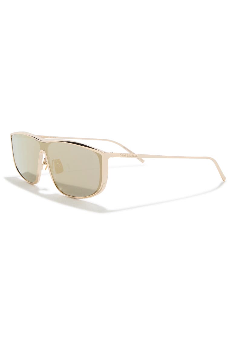 Saint Laurent 99mm Shield Sunglasses, Alternate, color, Gold Gold Bronze