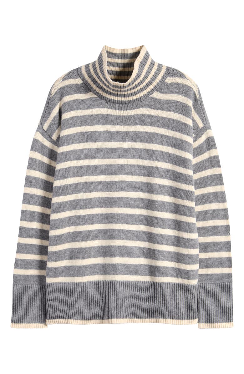 Lucky Brand Cotton Blend Turtleneck Sweater, Alternate, color, Mhg Stripe