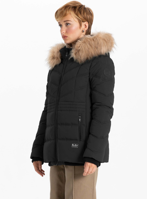 Point Zero Chevron Quilting Bomber In Black