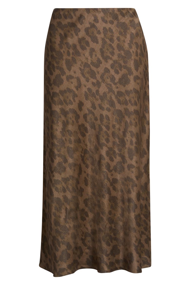 Bias Cut Satin Skirt, Main, color, BROWN CUB ANIMAL SPOT