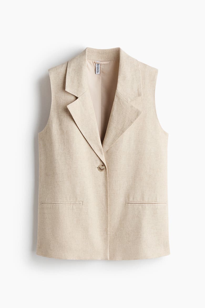Linen-blend Waistcoat, Alternate, color, Light beige