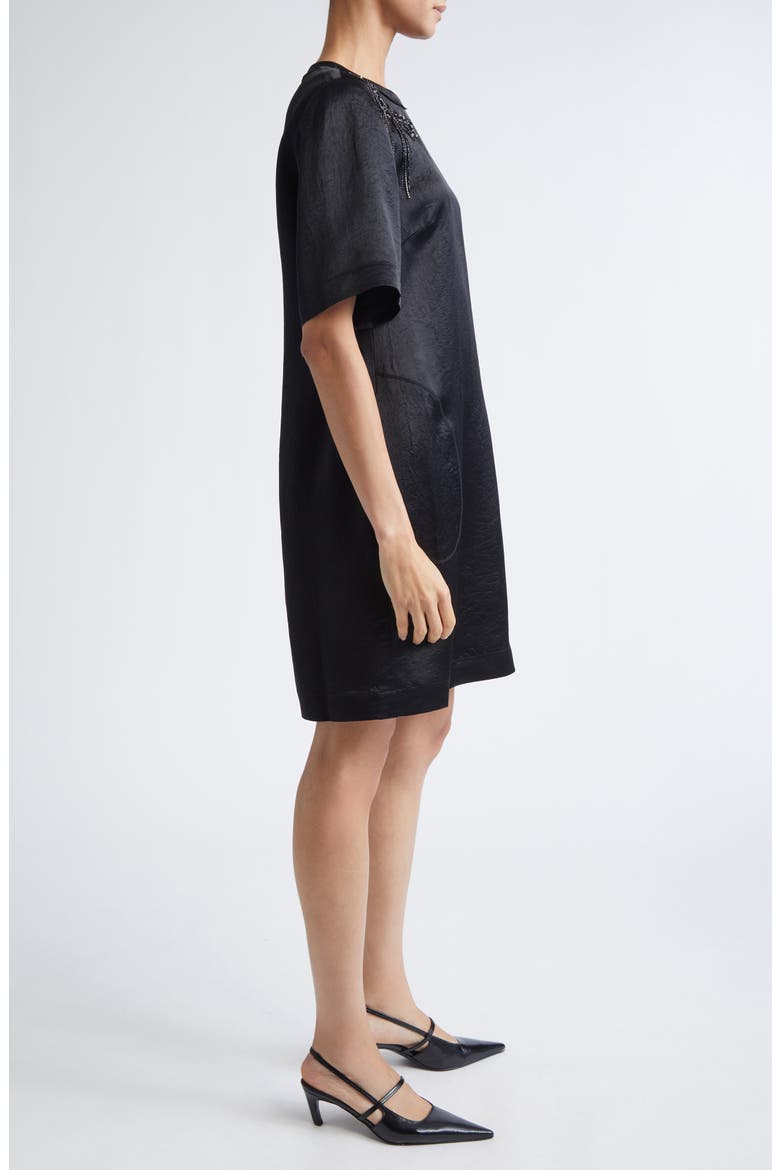 Embellished Washed Twill Minidress, Alternate, color, BLACK