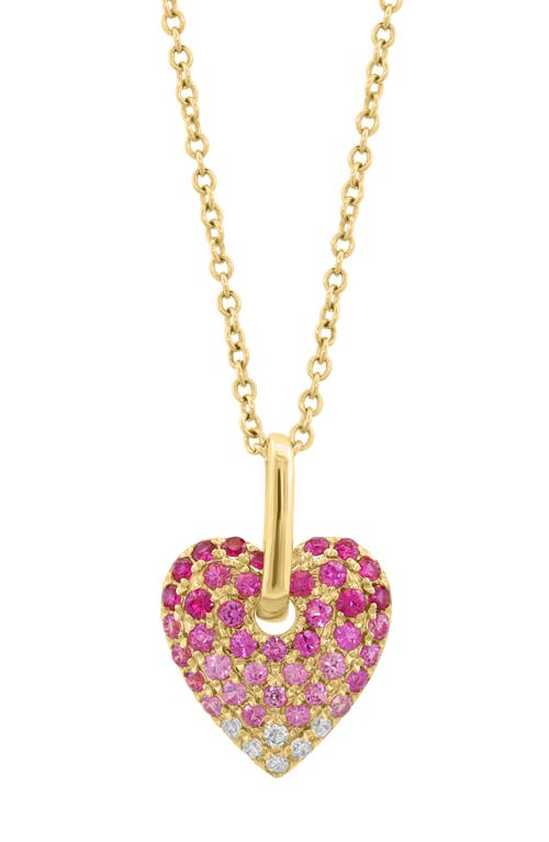 Effy 14k Gold Diamond, Ruby & Pink Sapphire Heart Pendant Necklace In Pink