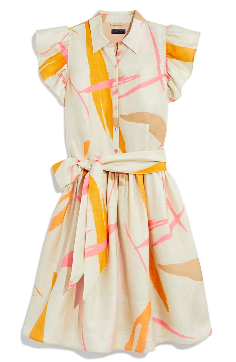 vineyard vines Flutter Sleeve Linen & Silk Blend Shirtdress | Nordstrom