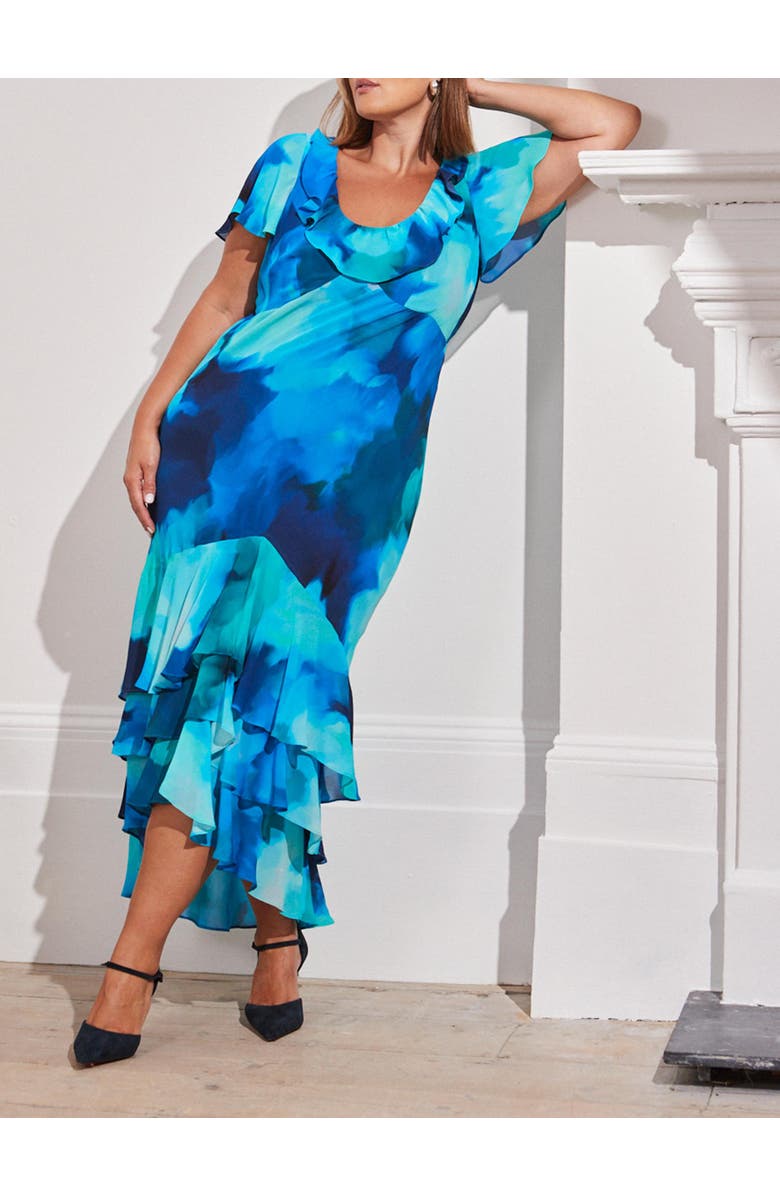 Live Unlimited Scoop Neck Ruffle Dress, Alternate, color, Blue