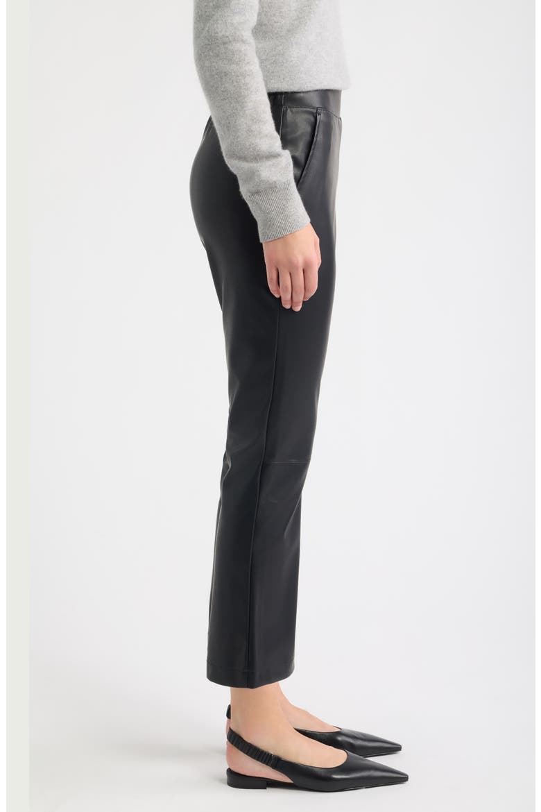 Faux Leather Crop Baby Bootcut Pants, Alternate, color, BLACK