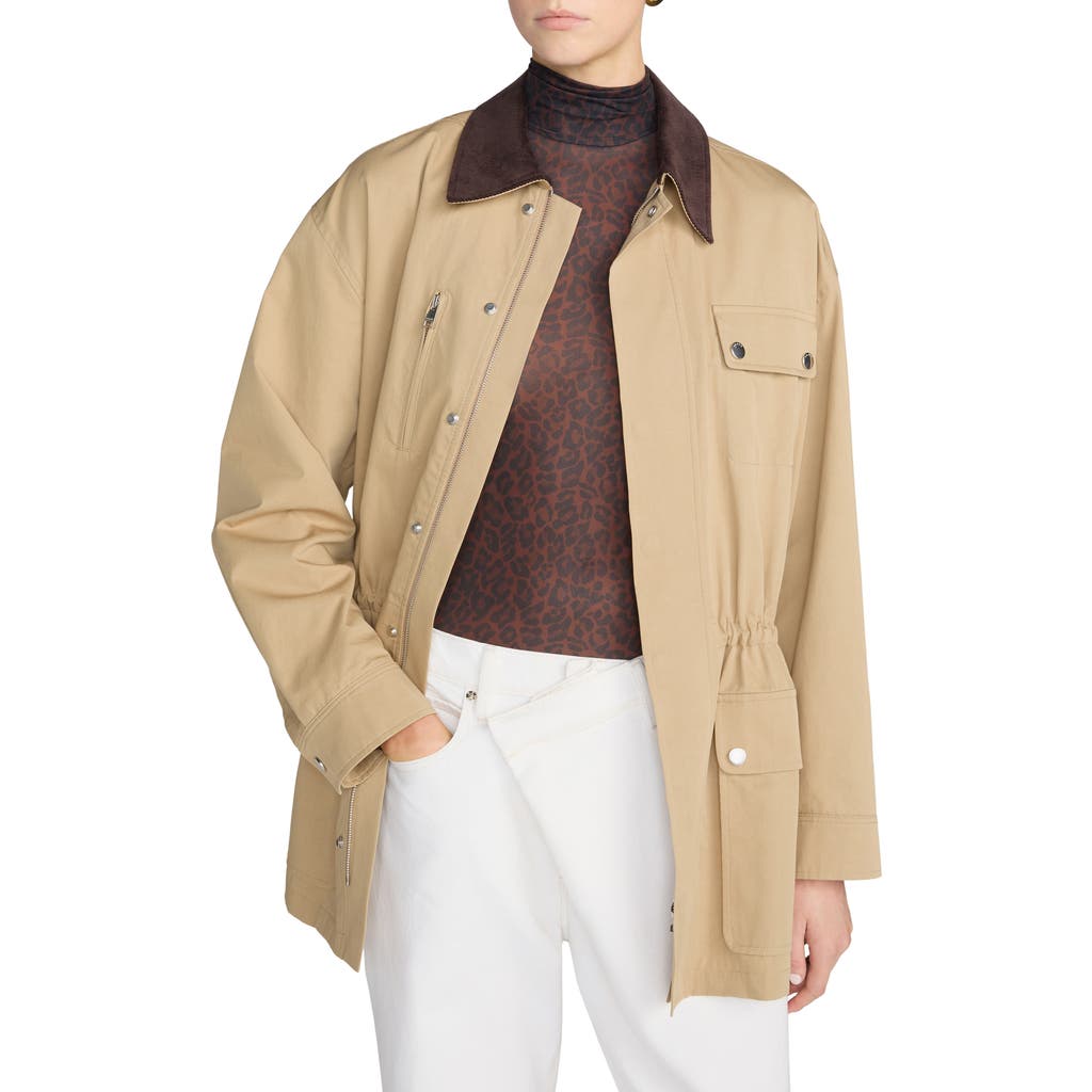 Frame Twill Safari Jacket In Khaki