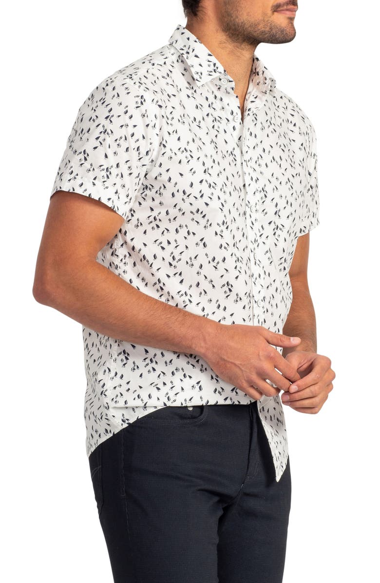 Rodd & Gunn Richmond Bay Sports Fit Sailboat Print Short Sleeve Button-Up Shirt, Alternate, color,