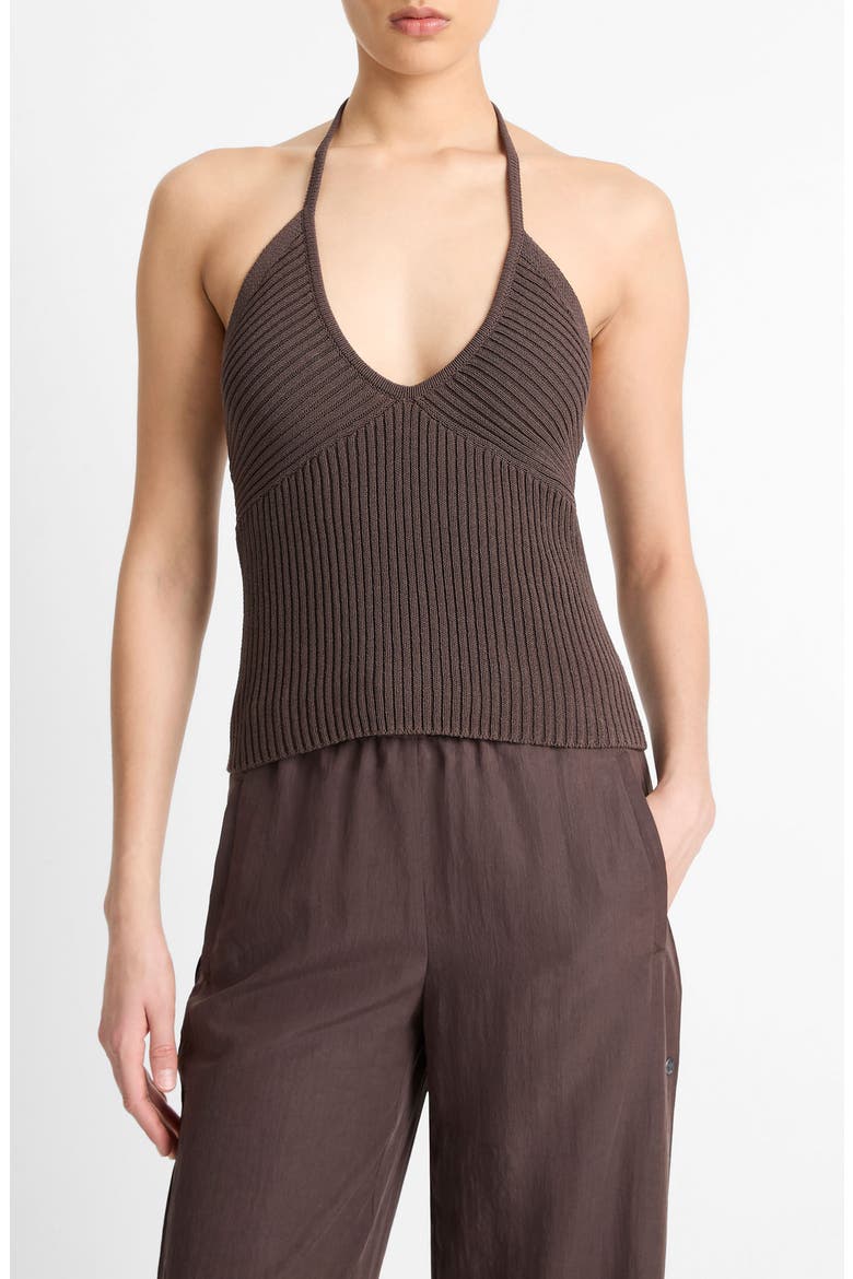 Rib Halter Top, Main, color, NIGHT UMBER