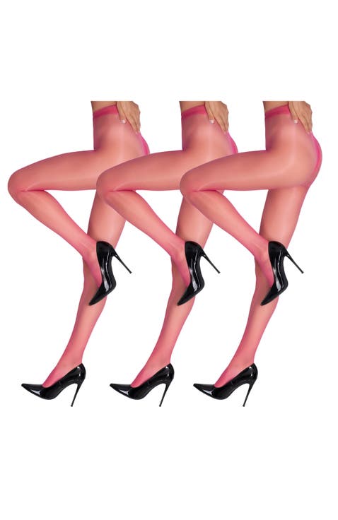 3 Pairs of Glossy Sheer Tights