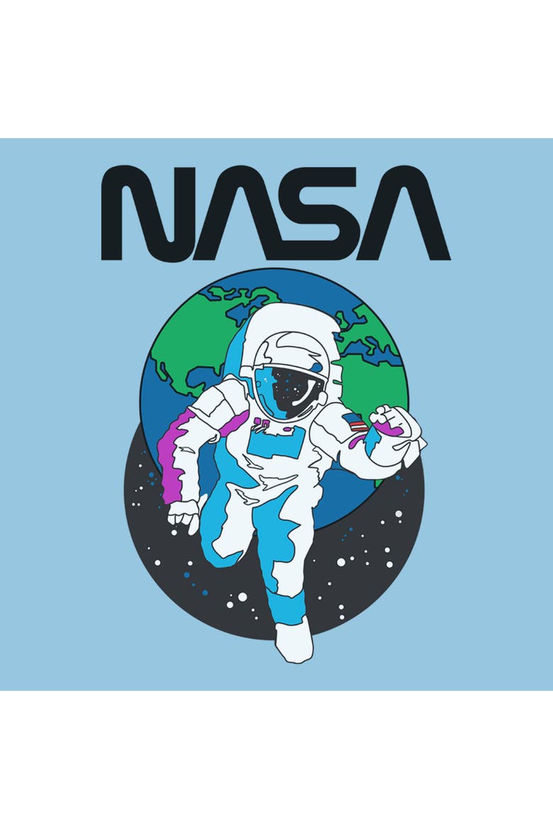 Boy's NASA Spaceman Earth  Graphic T-Shirt, Alternate, color, Light Blue
