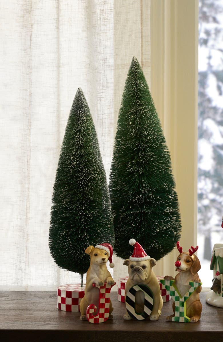 MACKENZIE CHILDS Check It Out Set of 3 Bottle Brush Trees, Alternate, color, Green