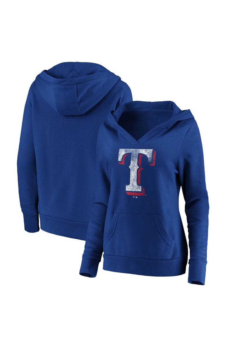 FANATICS Women's Fanatics Branded Royal Texas Rangers Core Team Crossover V-Neck Pullover Hoodie, Alternate, color, 