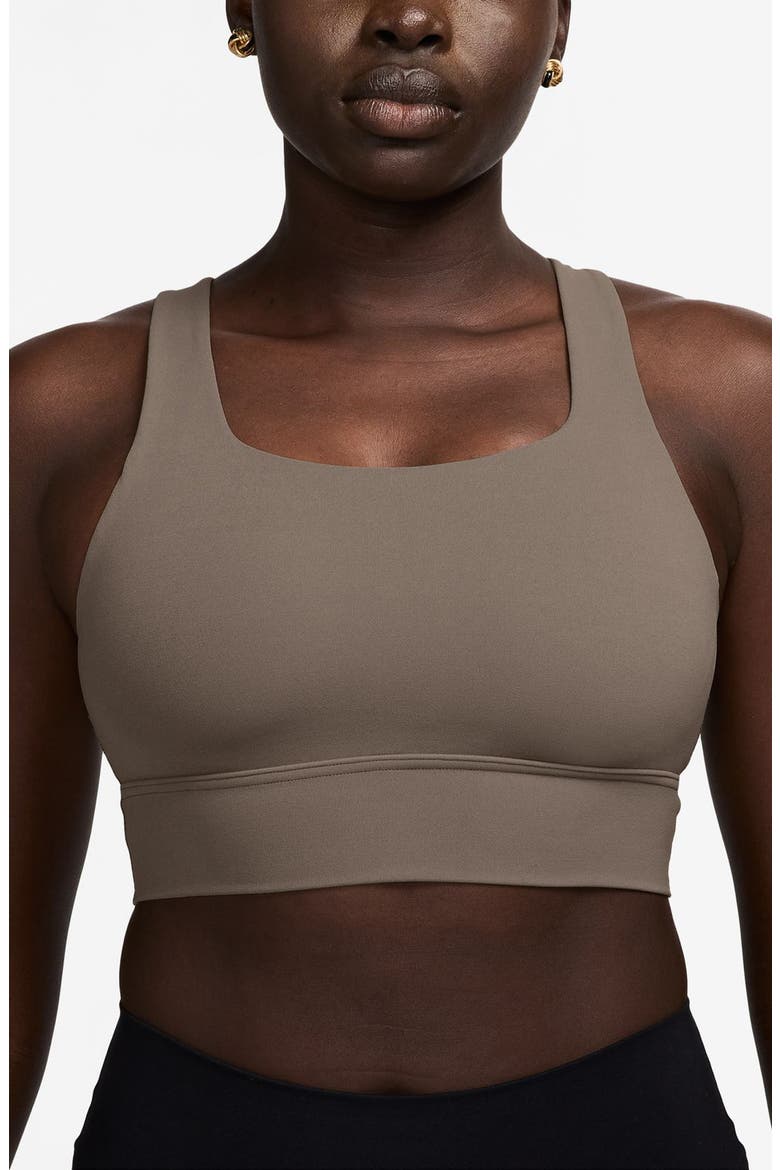 Zenvy Medium-Support Padded Longline Sports Bra, Main, color, MINK BROWN/ WHITE