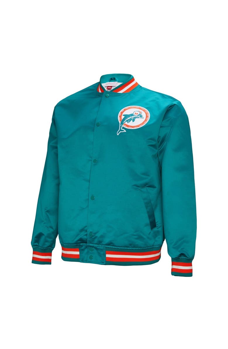 Mitchell & Ness Men's Mitchell & Ness Aqua Miami Dolphins Double Down Satin Full-Snap Jacket, Alternate, color, Aqua
