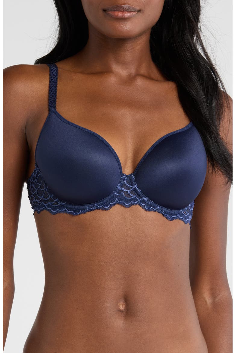 Caresse Underwire Plunge Bra, Main, color, INK BLUE