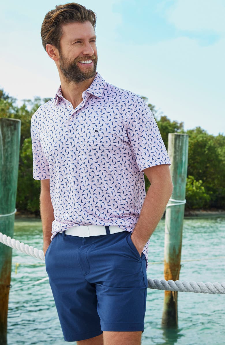 vineyard vines Sankaty Classic Fit Cool Drinks Print Short Sleeve Performance Polo, Alternate, color, 