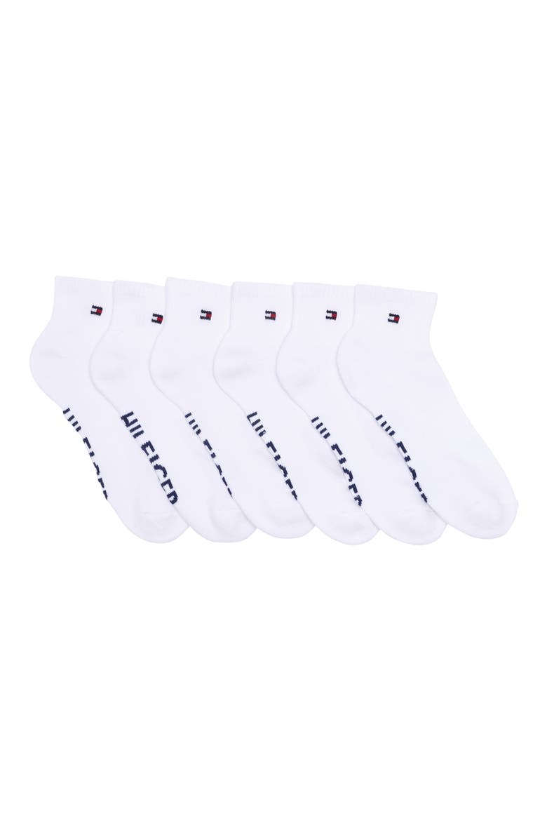 6-Pack Athletic Quarter Socks, Main, color, WHITE