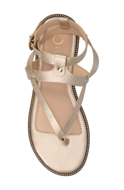 Journee Collection Tangie Snake Embossed Strappy Sandal In Champagne