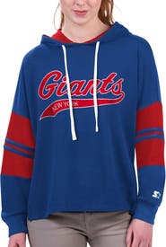 STARTER Women's Starter Royal New York Giants Bump And Run Long Sleeve Hoodie T-Shirt