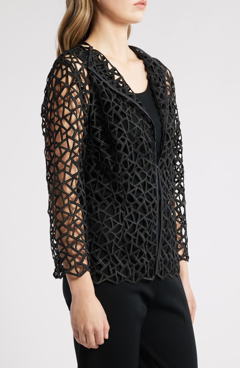 Ming Wang Geometric Cutout Jacket, Alternate, color, Black