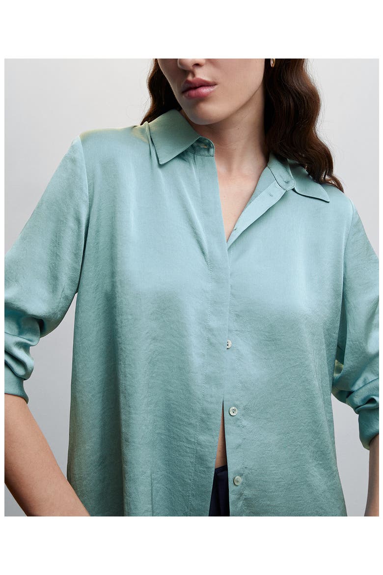 Satin Button-Up Shirt, Alternate, color, MEDIUM BLUE