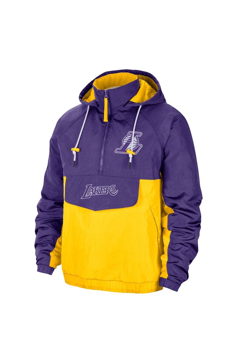 Nike Men's Nike Purple/Gold Los Angeles Lakers 2021/22 City Edition Colorblock Crinkle Woven Half-Zip Pullover Jacket, Alternate, color,