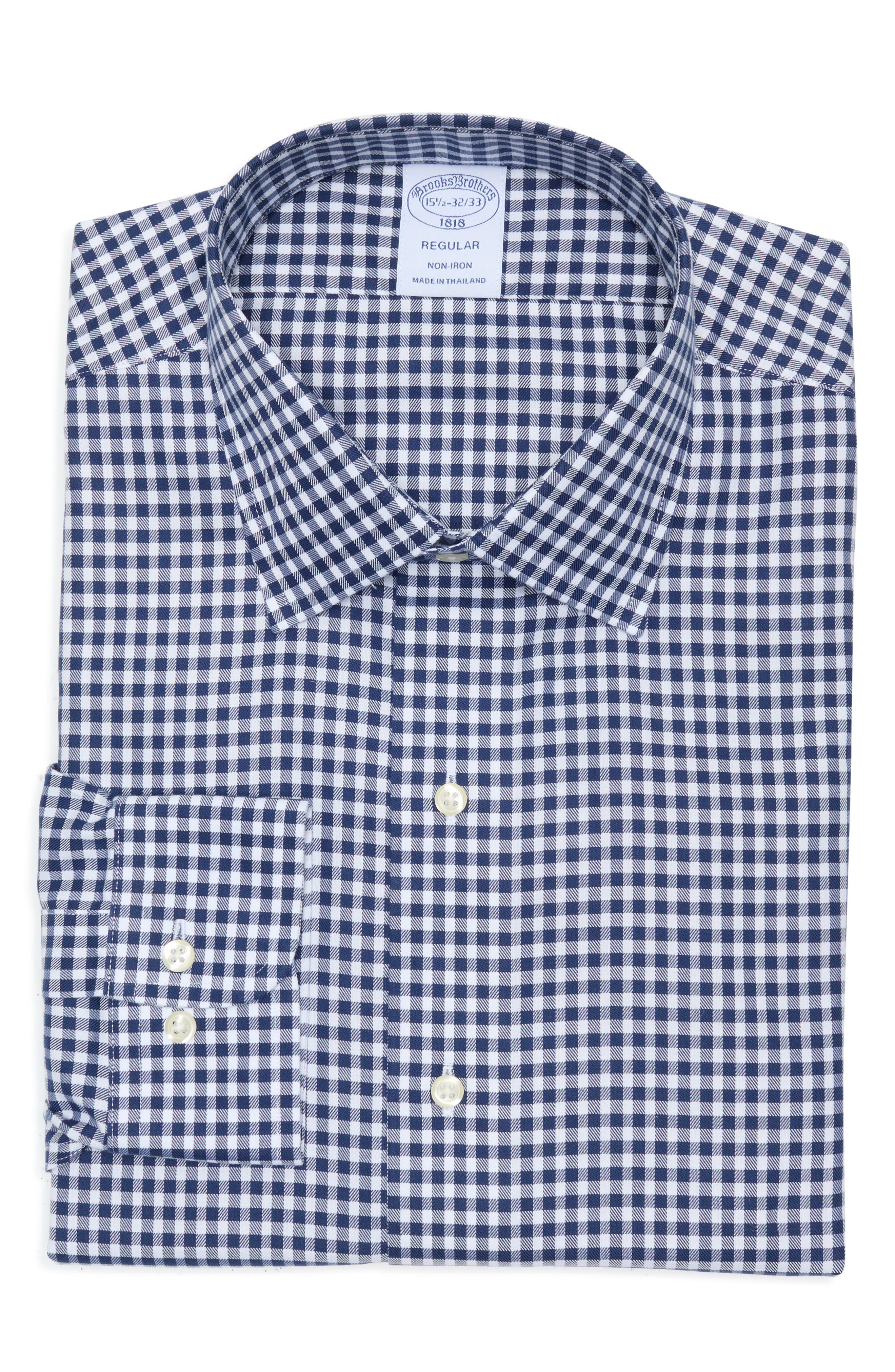 Brooks Brothers Gingham Print Non-Iron Regular Fit Dress Shirt