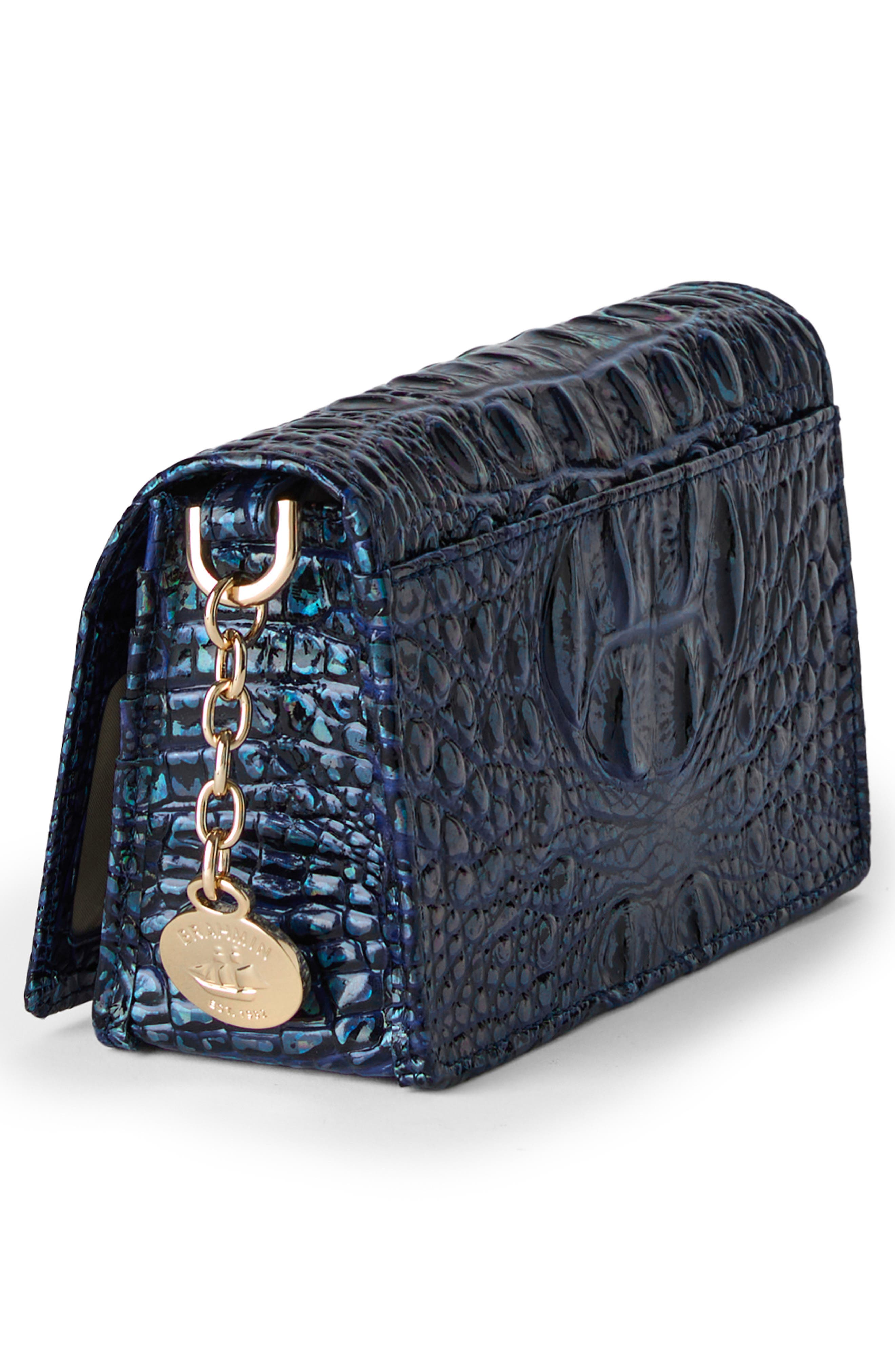 Brahmin Minuette Croc Embossed Leather Crossbody Bag, Alternate, color, Royal Blue Melbourne