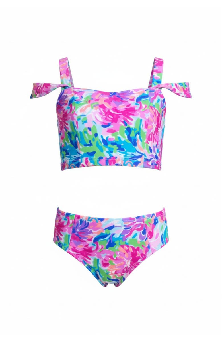 Mia Belle Girls Tropical Bloom Two-Piece Swimsuit, Main, color, Pink