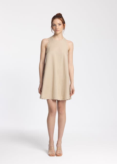 Calia Cream Mini Linen Dress