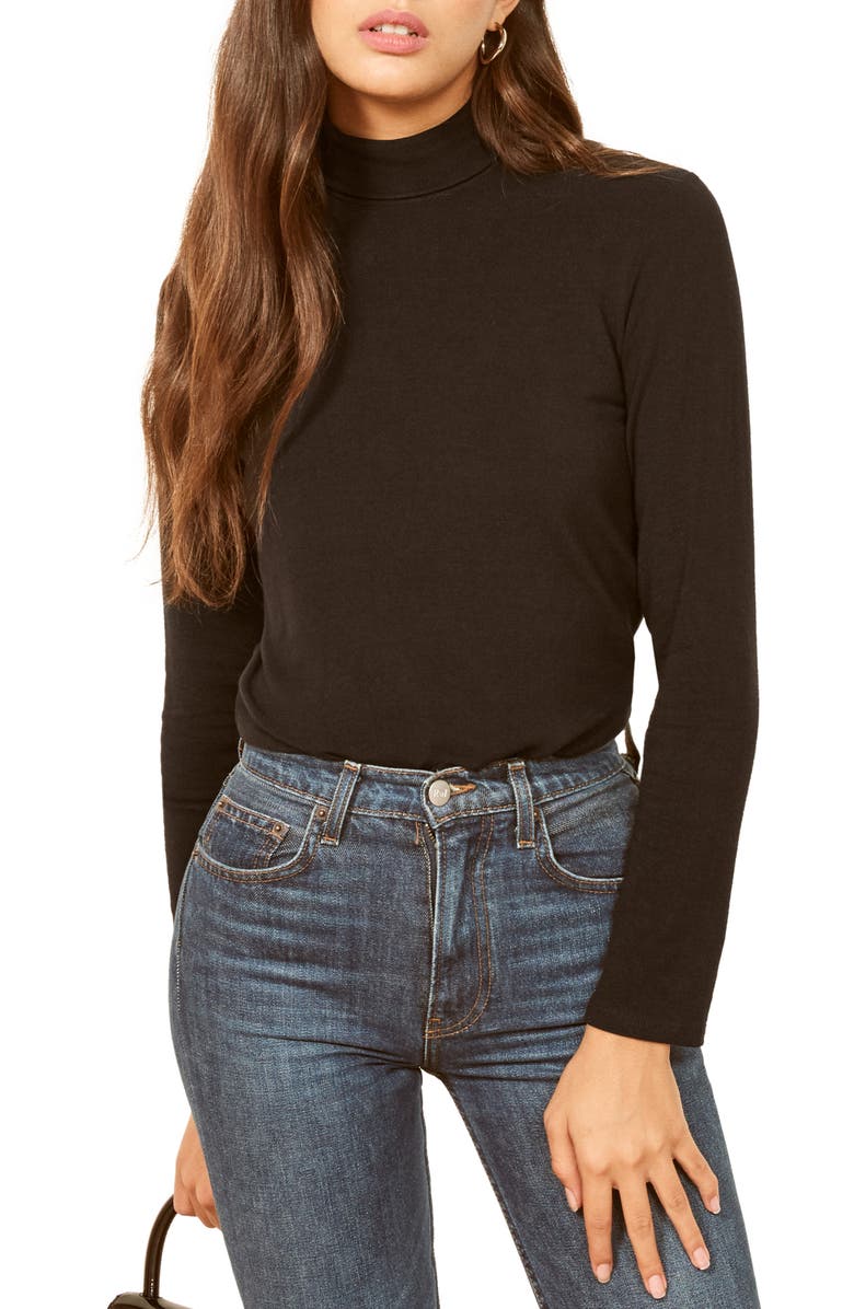 Reformation Billy Mock Neck Top, Main, color,
