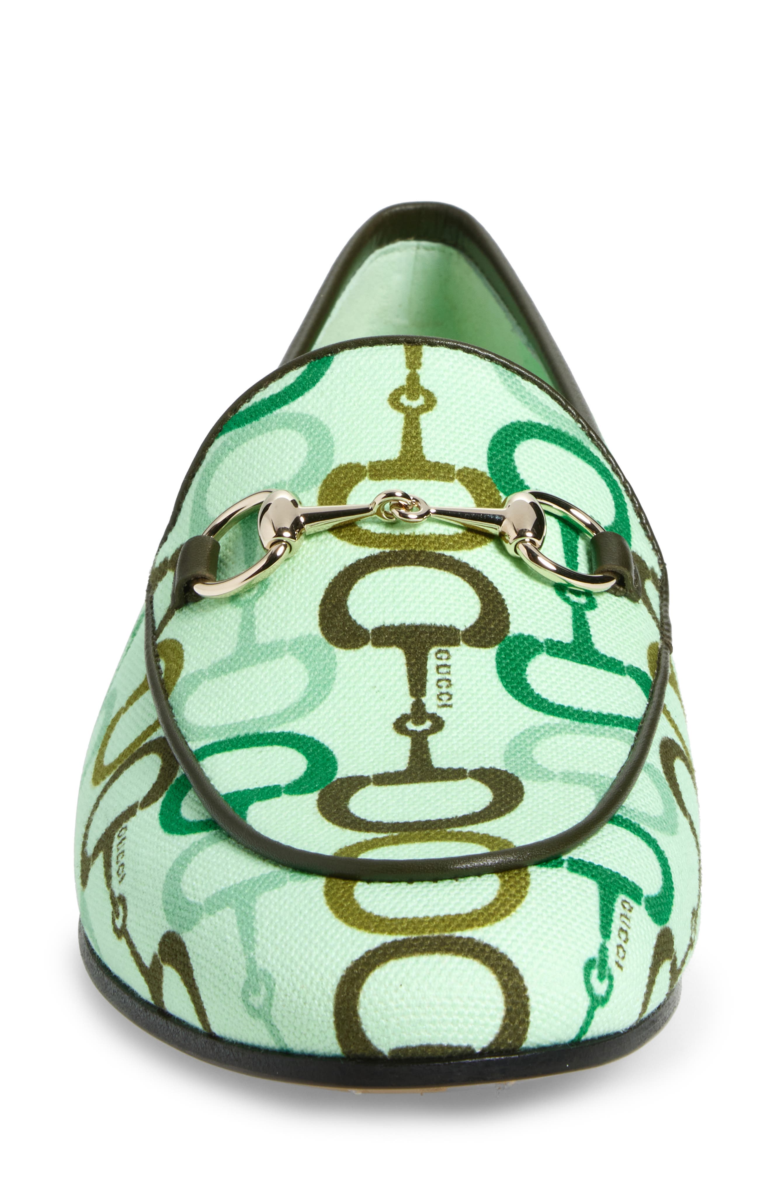 Gucci New Jordaan Bit Print Loafer, Alternate, color, Kelly Green