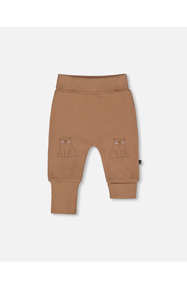 Deux par Deux Organic Cotton Evolutive Pants with Bears, Main, color, Brown